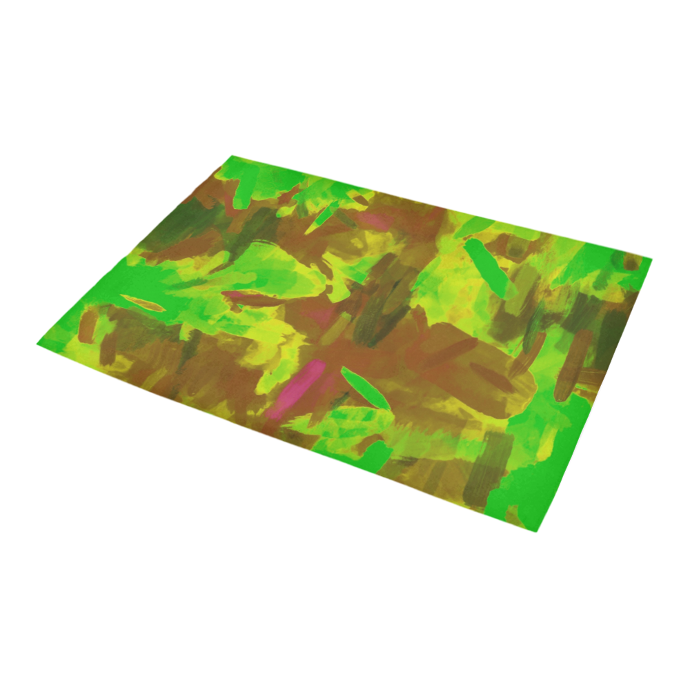 camouflage painting texture abstract background in green yellow brown Azalea Doormat 24" x 16" (Sponge Material)