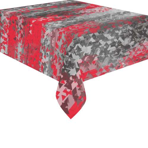 psychedelic geometric polygon shape pattern abstract in black and red Cotton Linen Tablecloth 52"x 70"