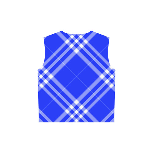 Blue and White Tartan Plaid All Over Print Sleeveless Hoodie for Women (Model H15)