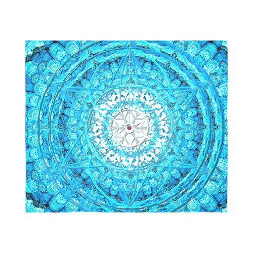 Protection from Jerusalem in blue Cotton Linen Wall Tapestry 60"x 51"