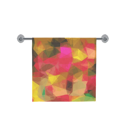 psychedelic geometric polygon shape pattern abstract in pink yellow green Bath Towel 30"x56"