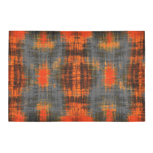 vintage geometric plaid pattern abstract in orange brown black Azalea Doormat 24" x 16" (Sponge Material)