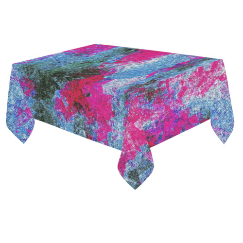 vintage psychedelic painting texture abstract in pink and blue with noise and grain Cotton Linen Tablecloth 60"x 84"