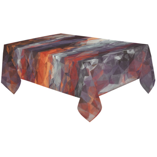 psychedelic geometric polygon shape pattern abstract in orange brown red black Cotton Linen Tablecloth 60"x120"