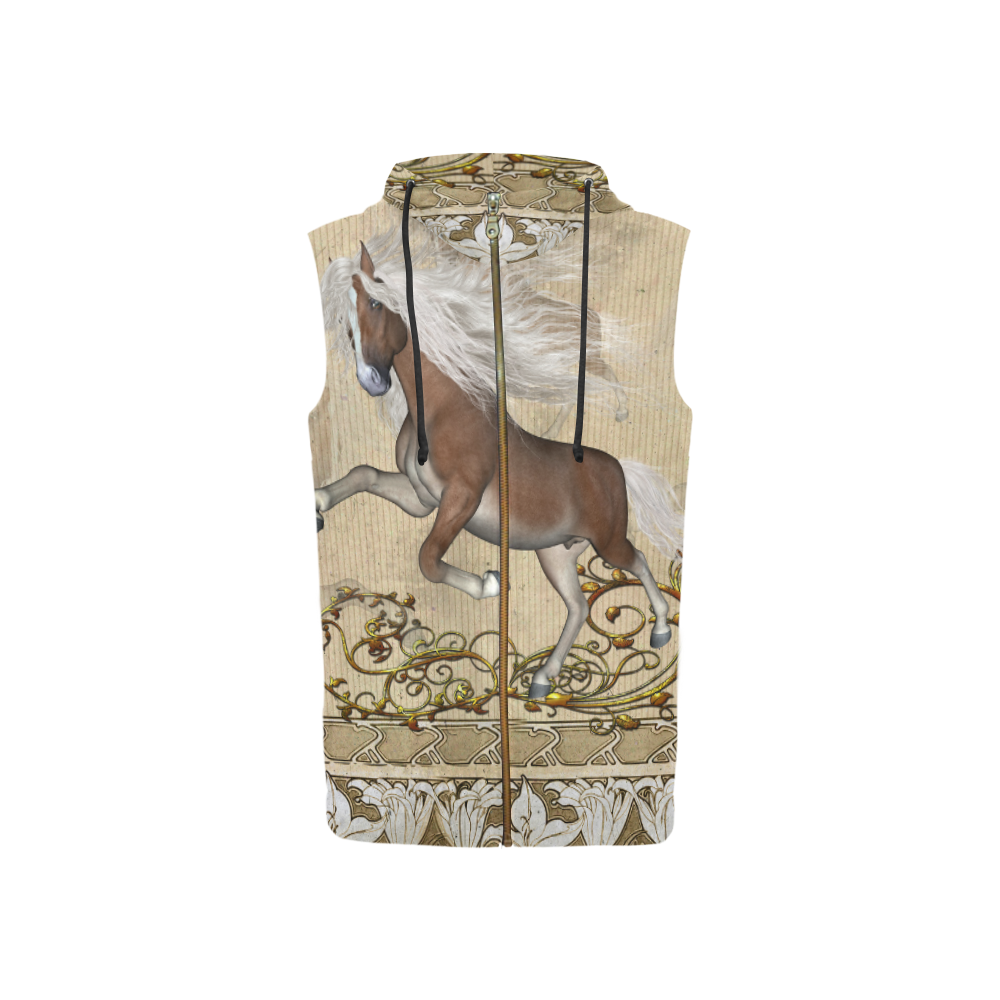 Wonderful wild horse All Over Print Sleeveless Zip Up Hoodie for Women (Model H16)