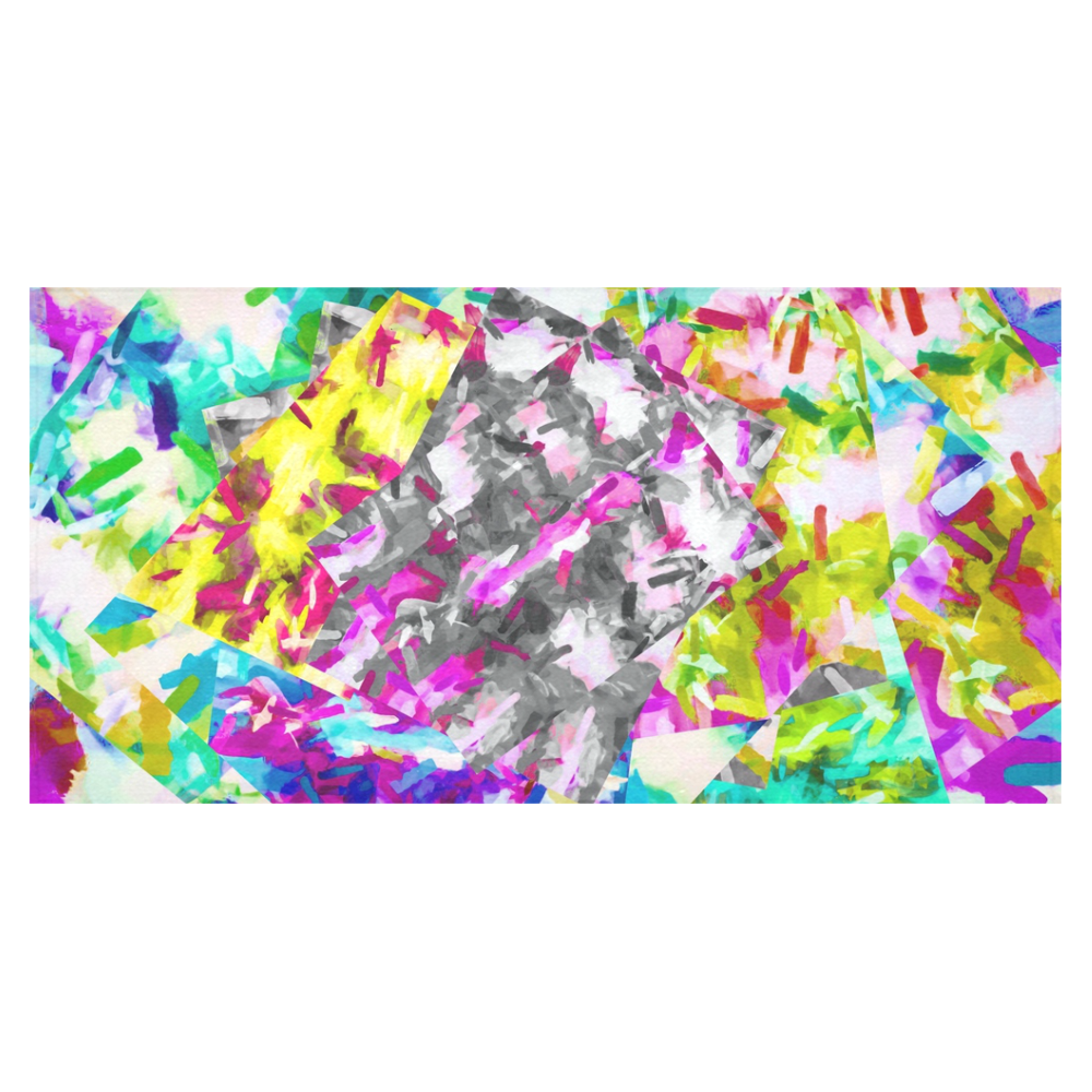 camouflage psychedelic splash painting abstract in pink blue yellow green purple Cotton Linen Tablecloth 60"x120"