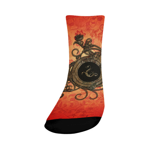 Decorative design, red and black Crew Socks