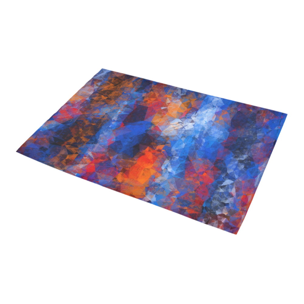 psychedelic geometric polygon shape pattern abstract in red orange blue Azalea Doormat 24" x 16" (Sponge Material)