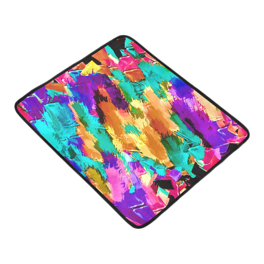psychedelic splash painting texture abstract background in pink green purple yellow brown Beach Mat 78"x 60"
