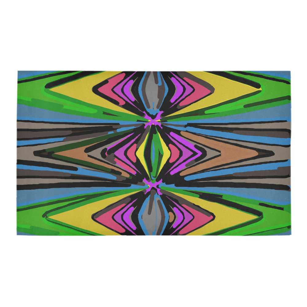 psychedelic geometric graffiti triangle pattern in pink green blue yellow and brown Azalea Doormat 30" x 18" (Sponge Material)