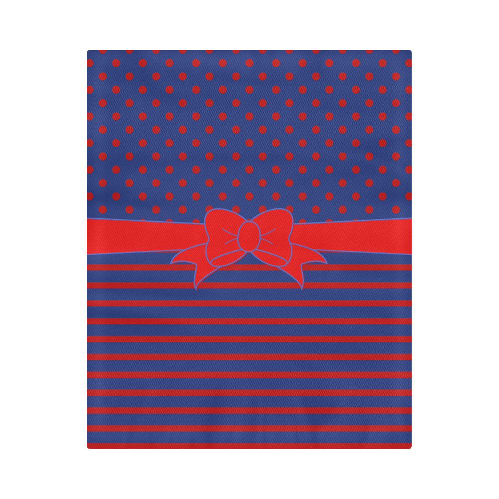 Polka Dots Stripes Comic Ribbon blue red Duvet Cover 86"x70" ( All-over-print)
