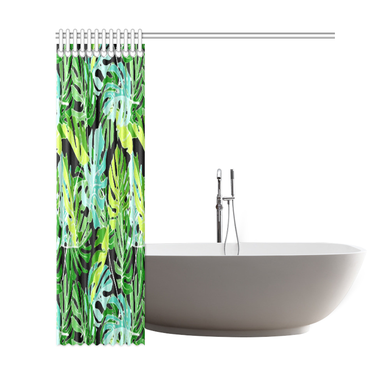 Tropical Leaves Floral Pattern Shower Curtain 69"x72" ID D1677391