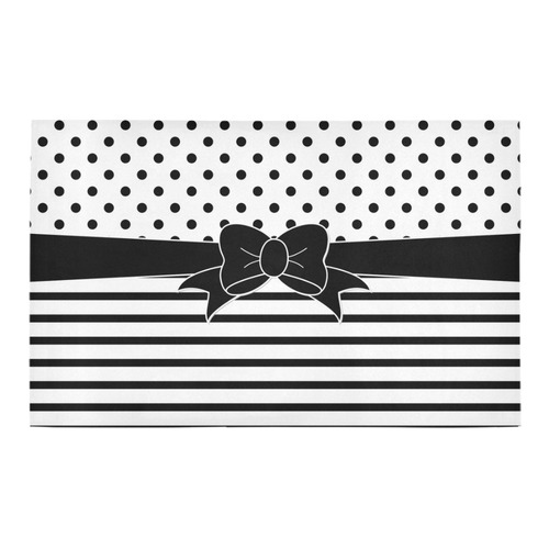 Polka Dots Stripes black white Comic Ribbon black Bath Rug 20''x 32''
