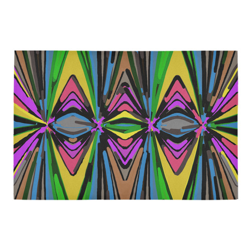 psychedelic geometric graffiti triangle pattern in pink green blue yellow and brown Azalea Doormat 24" x 16" (Sponge Material)