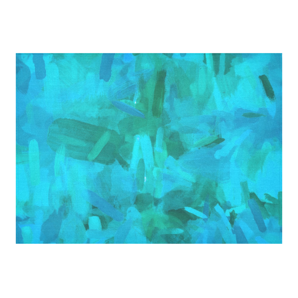 splash painting abstract texture in blue and green Cotton Linen Tablecloth 60"x 84"
