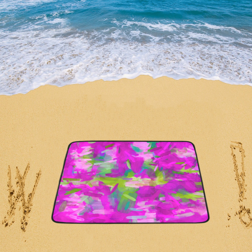 splash painting abstract texture in purple pink green Beach Mat 78"x 60"