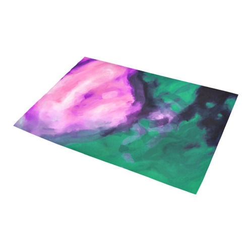 psychedelic splash painting texture abstract background in green and pink Azalea Doormat 24" x 16" (Sponge Material)