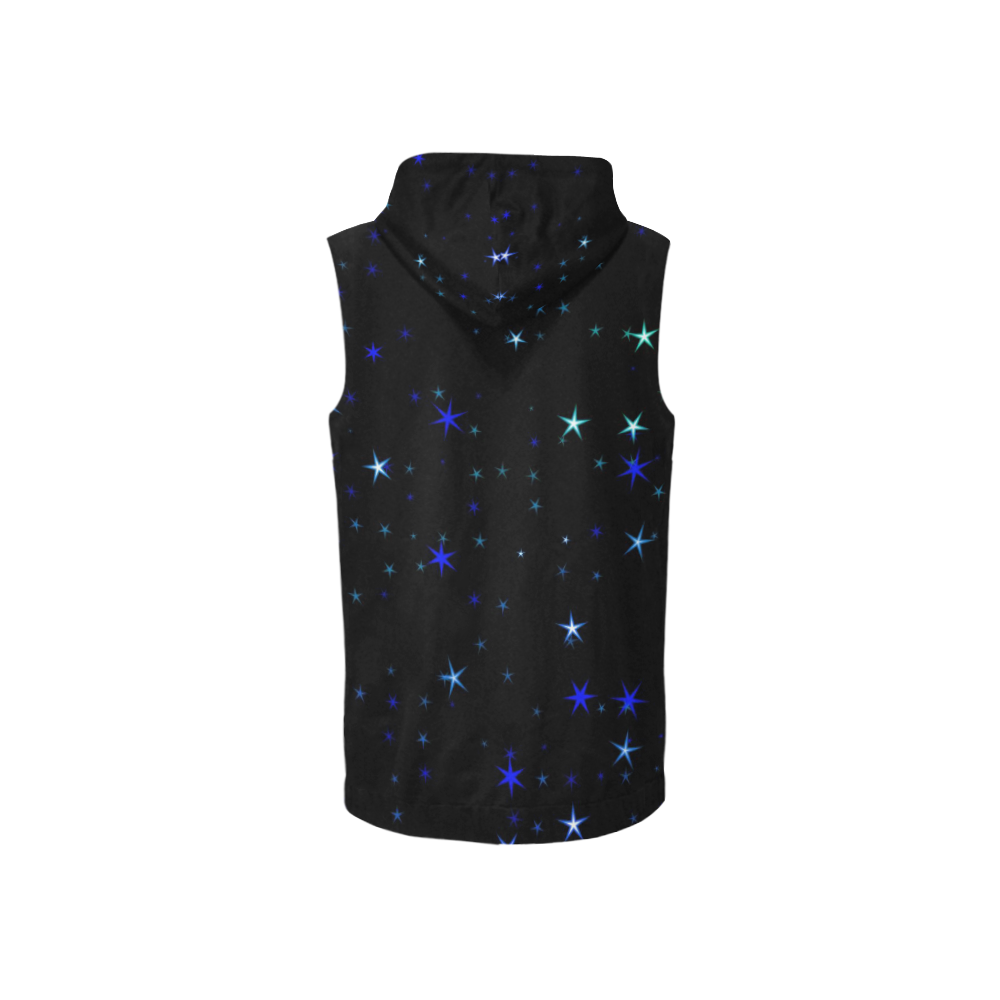 Awesome allover Stars 02C by FeelGood All Over Print Sleeveless Zip Up Hoodie for Women (Model H16)