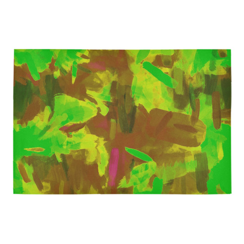 camouflage painting texture abstract background in green yellow brown Azalea Doormat 24" x 16" (Sponge Material)