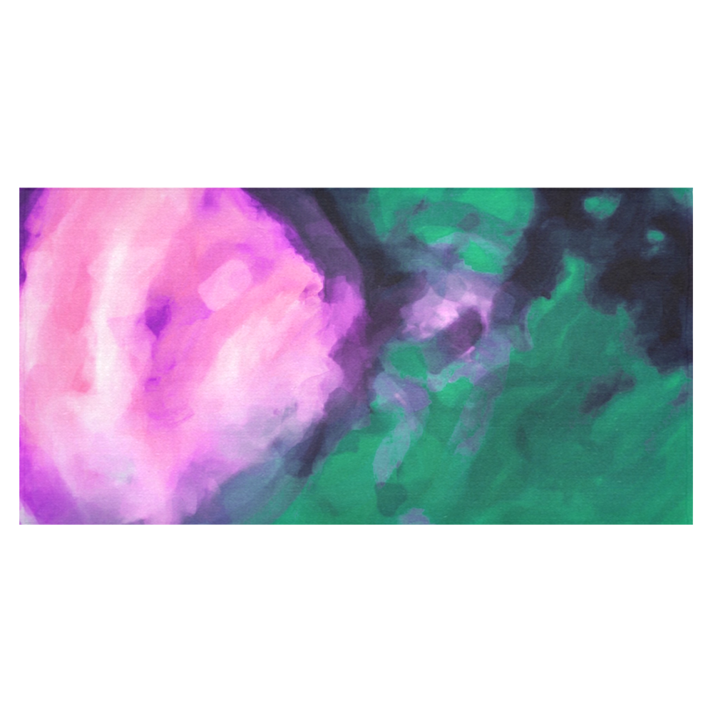psychedelic splash painting texture abstract background in green and pink Cotton Linen Tablecloth 60"x120"