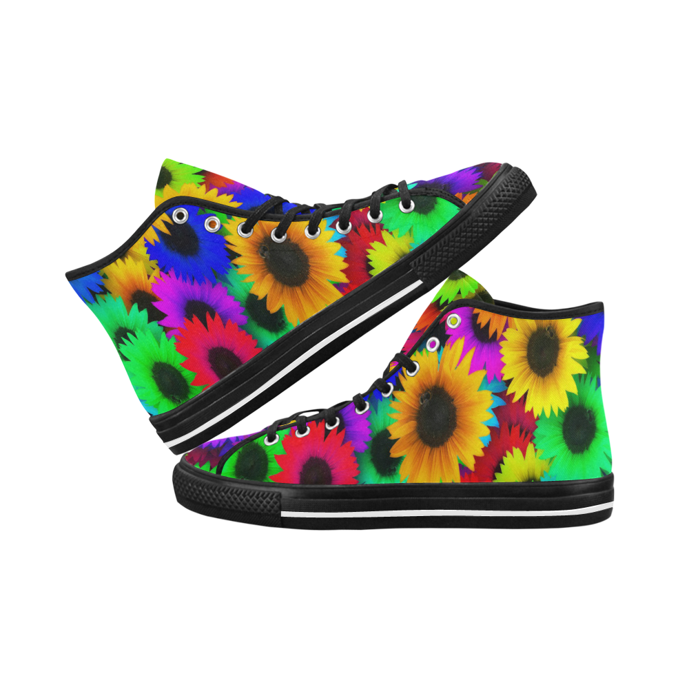 Neon Rainbow Pop Sunflowers Vancouver H Women's Canvas Shoes (1013-1)