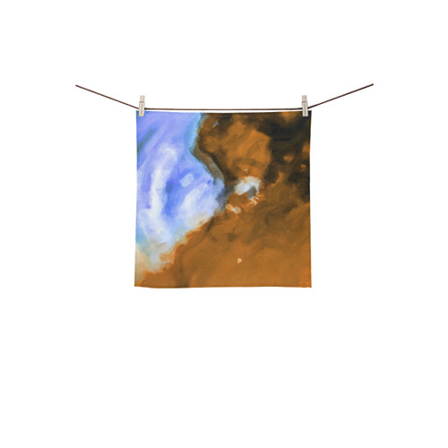 rusty psychedelic splash painting texture abstract background in blue and brown Square Towel 13“x13”