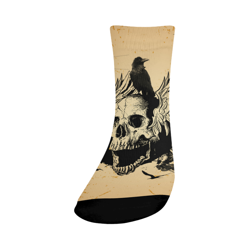 Awesome skull with crow Crew Socks