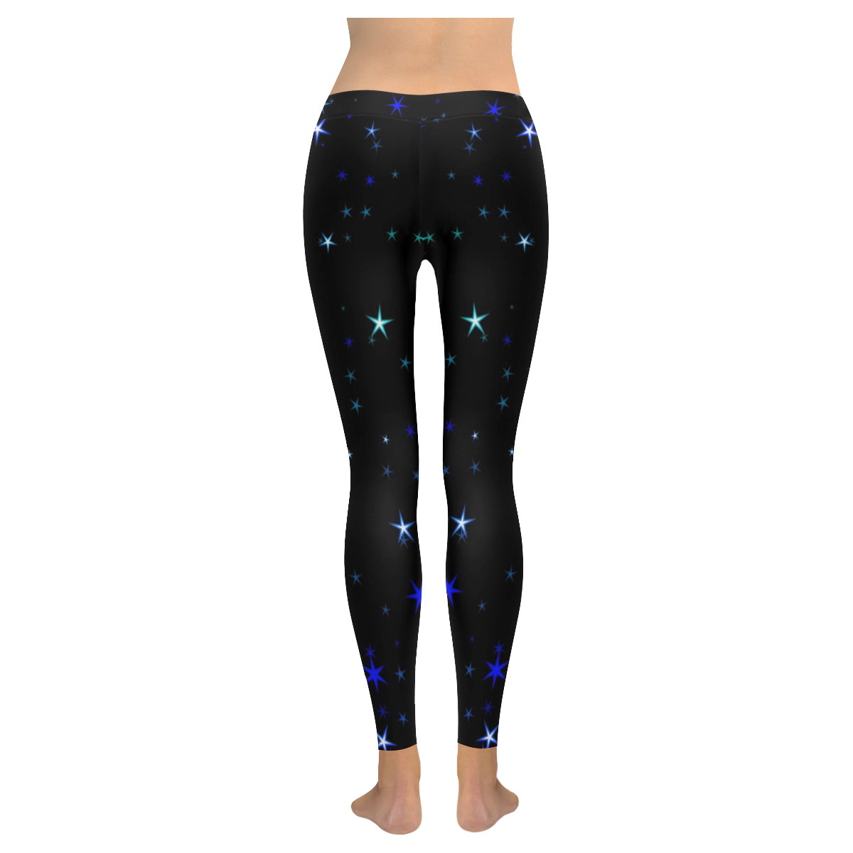 Awesome allover Stars 02C by FeelGood Women's Low Rise Leggings (Invisible Stitch) (Model L05)