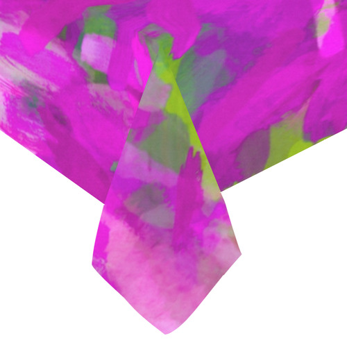 splash painting abstract texture in purple pink green Cotton Linen Tablecloth 60"x 104"
