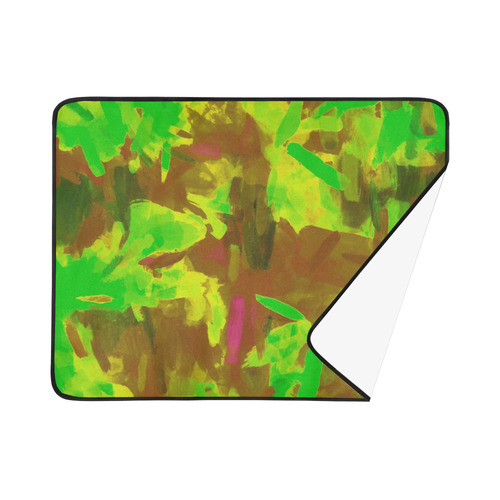 camouflage painting texture abstract background in green yellow brown Beach Mat 78"x 60"