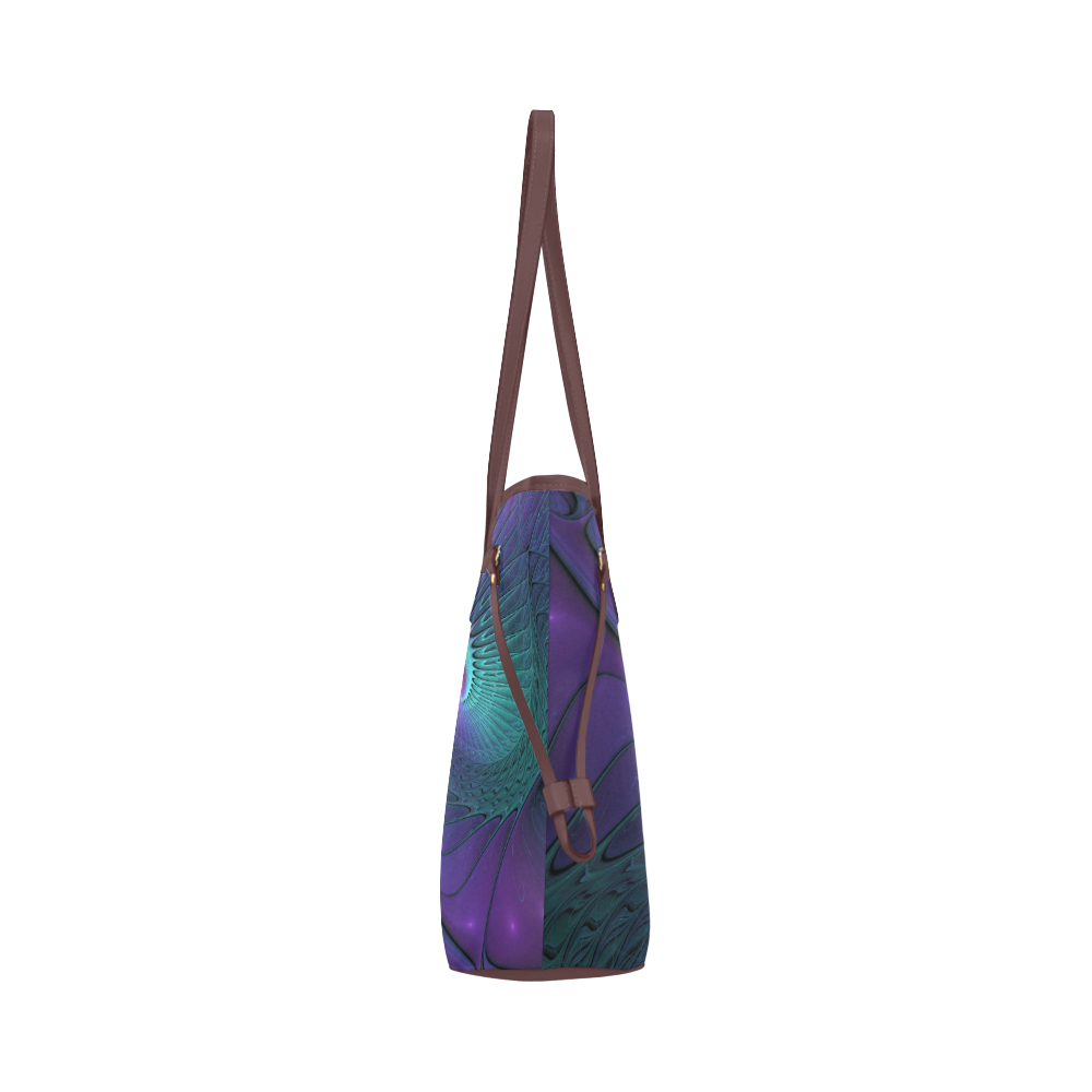 Purple meets Turquoise modern abstract Fractal Art Clover Canvas Tote Bag (Model 1661)