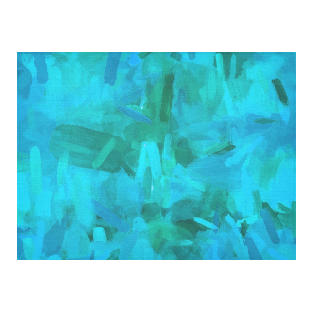 splash painting abstract texture in blue and green Cotton Linen Tablecloth 52"x 70"