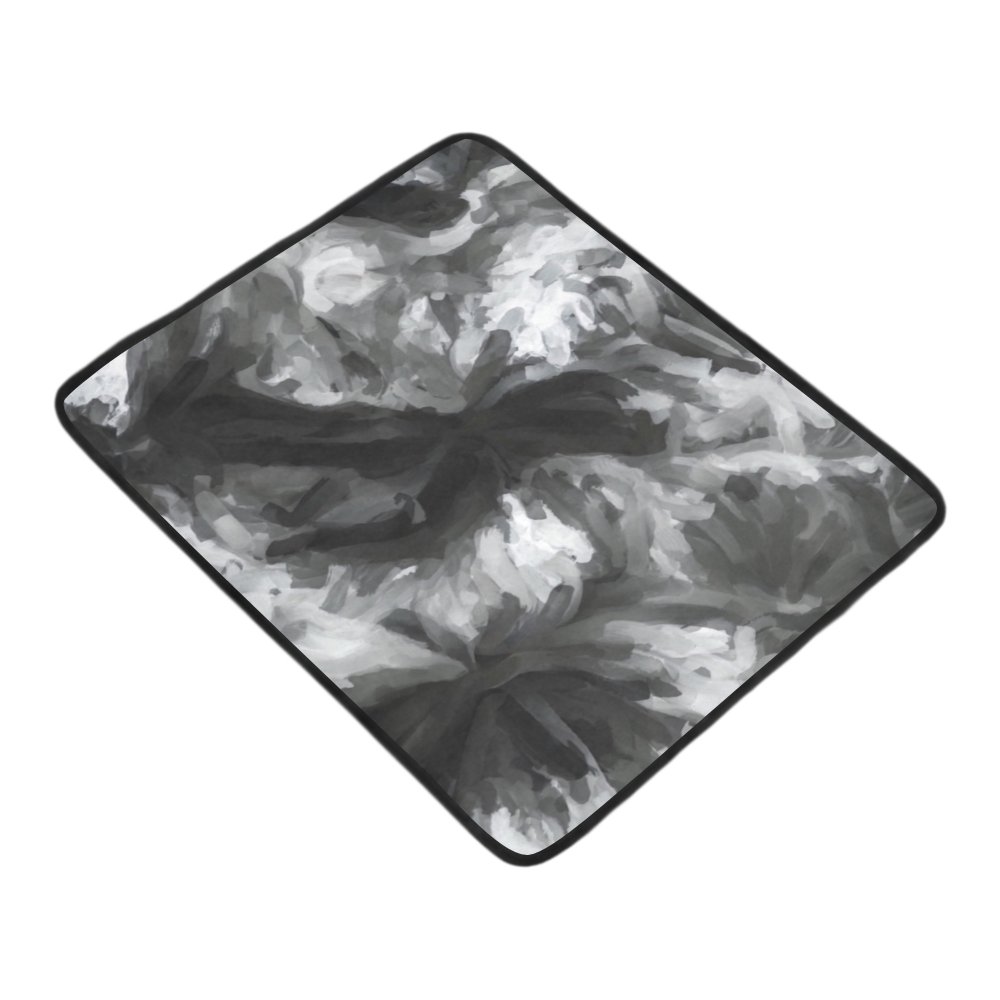 camouflage abstract painting texture background in black and white Beach Mat 78"x 60"