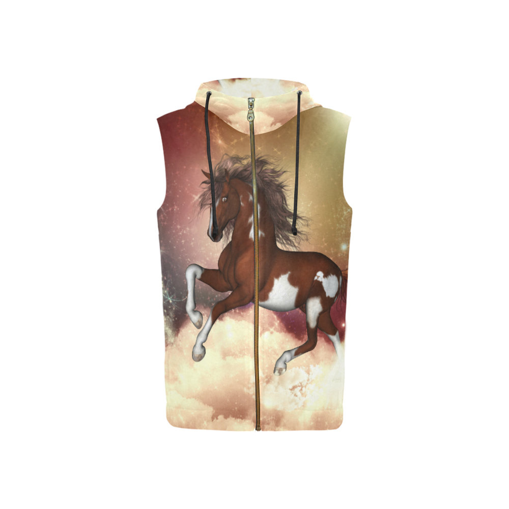 Wonderful wild horse in the sky All Over Print Sleeveless Zip Up Hoodie for Women (Model H16)