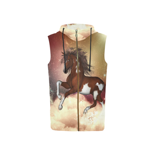 Wonderful wild horse in the sky All Over Print Sleeveless Zip Up Hoodie for Women (Model H16)