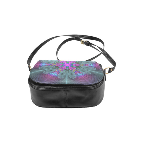 Mandala From Center Colorful Fractal Art With Pink Classic Saddle Bag/Small (Model 1648)