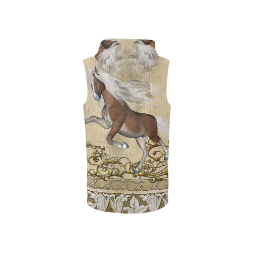 Wonderful wild horse All Over Print Sleeveless Zip Up Hoodie for Women (Model H16)