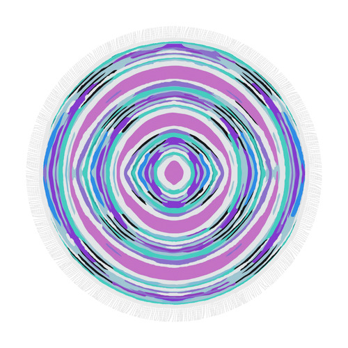 psychedelic graffiti circle pattern abstract in pink blue purple Circular Beach Shawl 59"x 59"