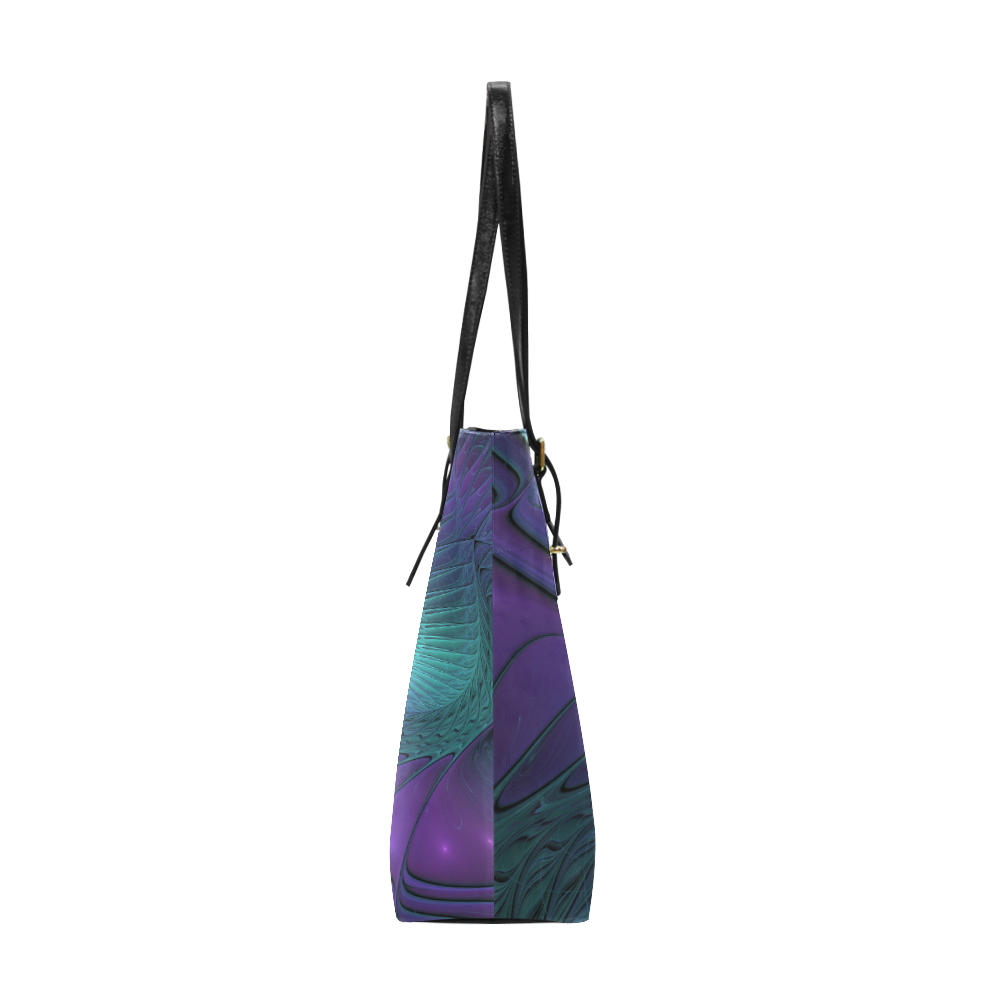 Purple meets Turquoise modern abstract Fractal Art Euramerican Tote Bag/Small (Model 1655)