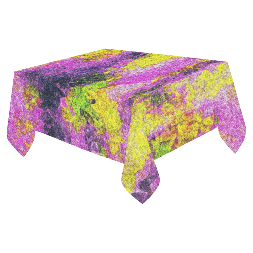 vintage psychedelic painting texture abstract in pink and yellow with noise and grain Cotton Linen Tablecloth 52"x 70"