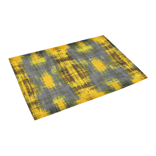 geometric plaid pattern painting abstract in yellow brown and black Azalea Doormat 24" x 16" (Sponge Material)