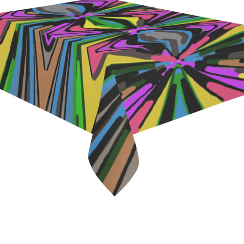 psychedelic geometric graffiti triangle pattern in pink green blue yellow and brown Cotton Linen Tablecloth 60"x 84"