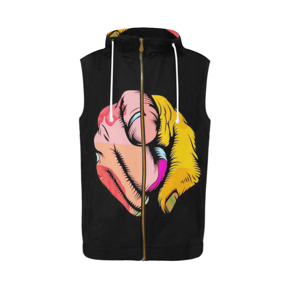 Wanted  by Popart Lover All Over Print Sleeveless Zip Up Hoodie for Men (Model H16)