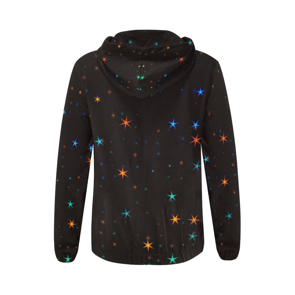 Awesome allover Stars 02E by FeelGood All Over Print Full Zip Hoodie for Women (Model H14)