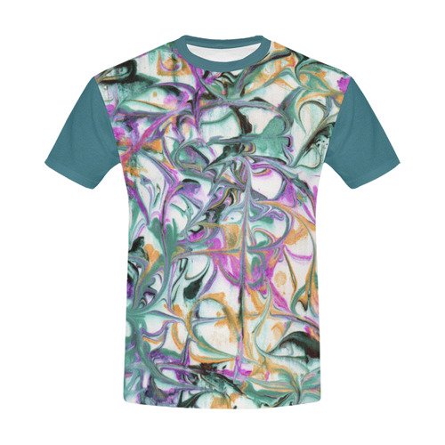 Teal and Gold Cyclone All Over Print T-Shirt for Men (USA Size) (Model T40)