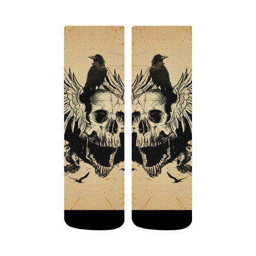Awesome skull with crow Crew Socks