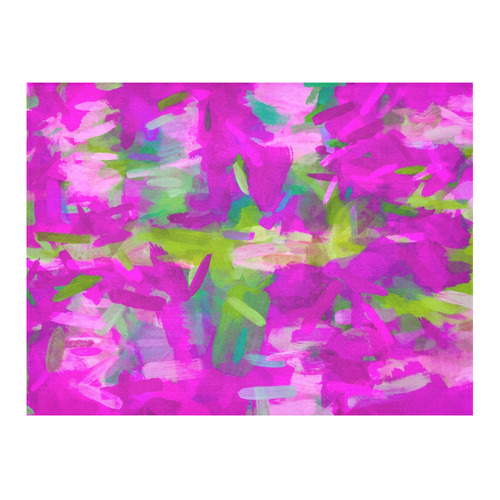 splash painting abstract texture in purple pink green Cotton Linen Tablecloth 52"x 70"
