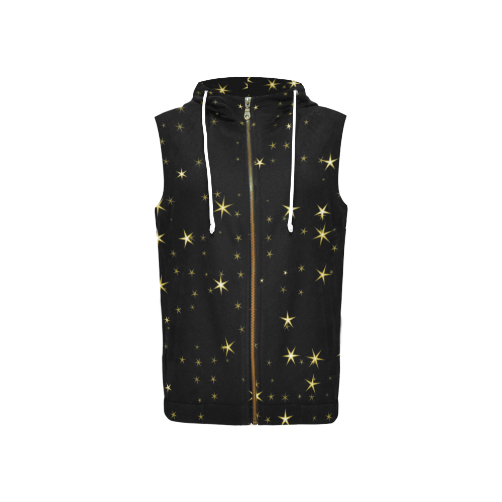 Awesome allover Stars 02A by FeelGood All Over Print Sleeveless Zip Up Hoodie for Women (Model H16)