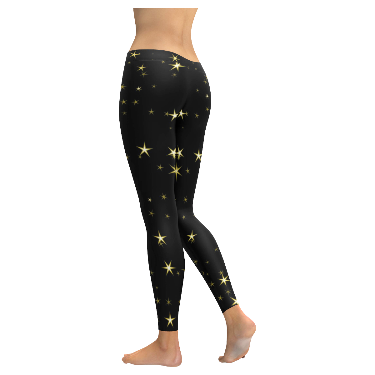 Awesome allover Stars 02A by FeelGood Women's Low Rise Leggings (Invisible Stitch) (Model L05)