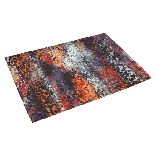 psychedelic geometric polygon shape pattern abstract in black orange brown red Azalea Doormat 30" x 18" (Sponge Material)